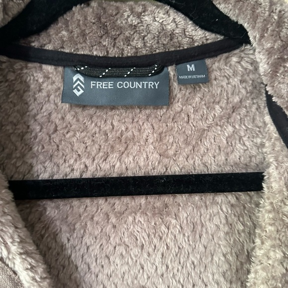 Free Country Brown Driftwood Fleece Medium Textured Zip Up Jacket w/ Collar - Picture 7 of 10
